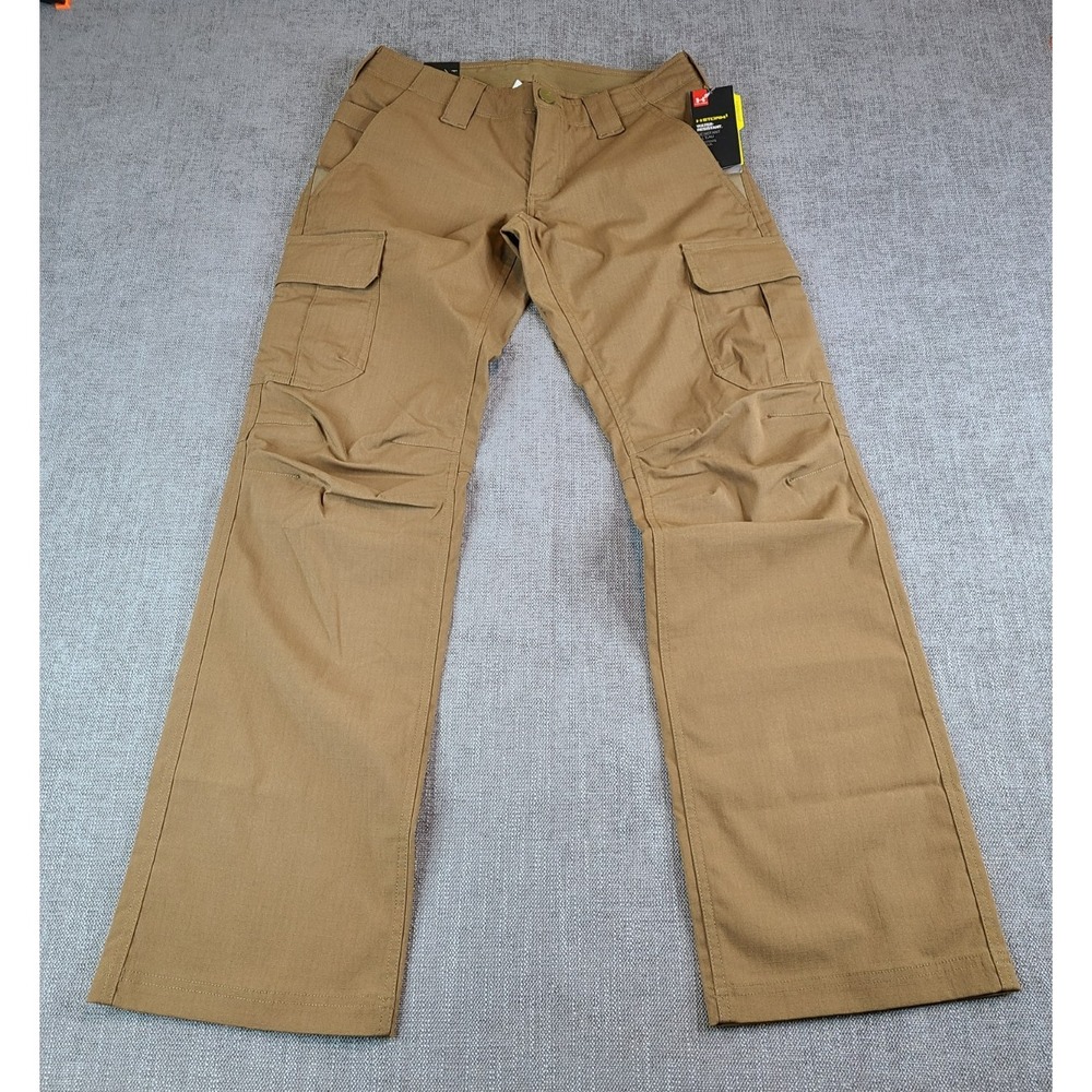 *NWT* Under Armour Pants Women 6 Brown Cargo Tactical Patrol Ripstop Loose Storm - Picture 2 of 9